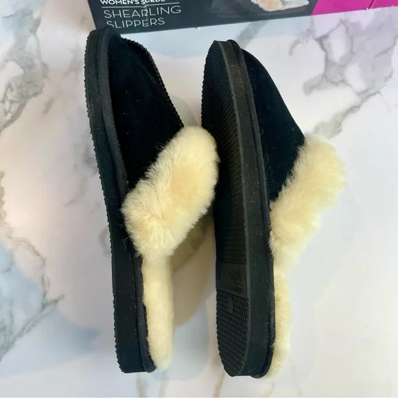 Catherine Malandrino Shearling Lined Genuine Suede Slippers Sz 9-11 Large NWB - Picture 10 of 12